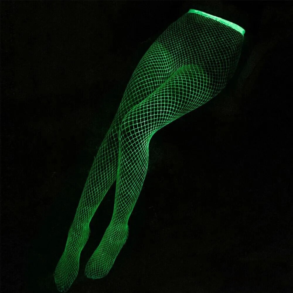 Glow In the Dark Hollow Out Mesh Fishnet Stockings