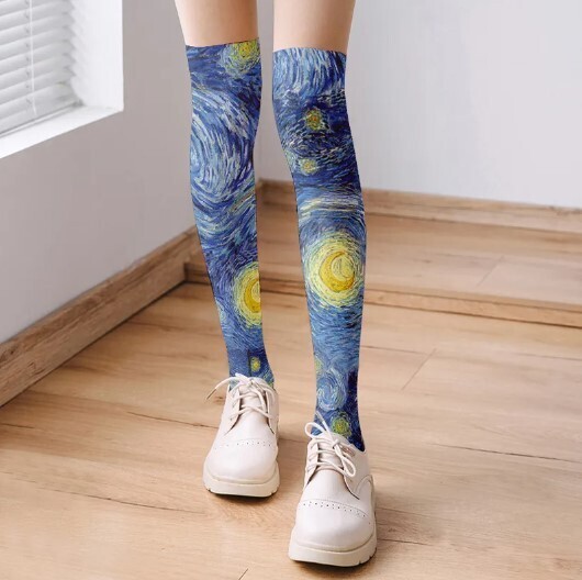 Van Gogh Starry Nights Oil Painting Long Stockings