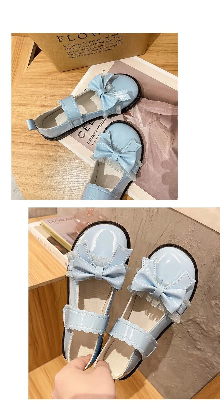 Kawaii Japanese Style Lace Patchwork Bow Knot Shoes