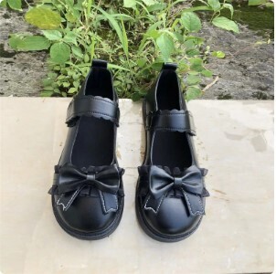 Kawaii Japanese Style Lace Patchwork Bow Knot Shoes