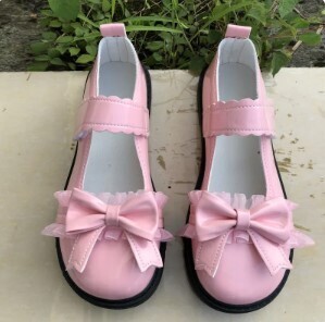 Kawaii Japanese Style Lace Patchwork Bow Knot Shoes