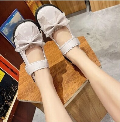 Kawaii Japanese Style Lace Patchwork Bow Knot Shoes