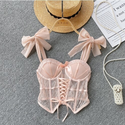Sexy Lace Mesh Bandage Tube Top