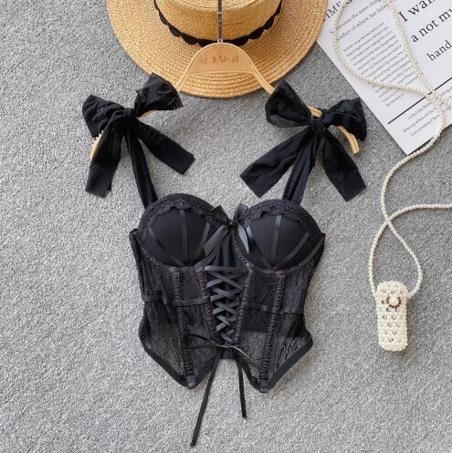 Sexy Lace Mesh Bandage Tube Top