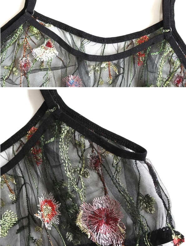 Sexy Embroidery Black Lace Lingerie Set