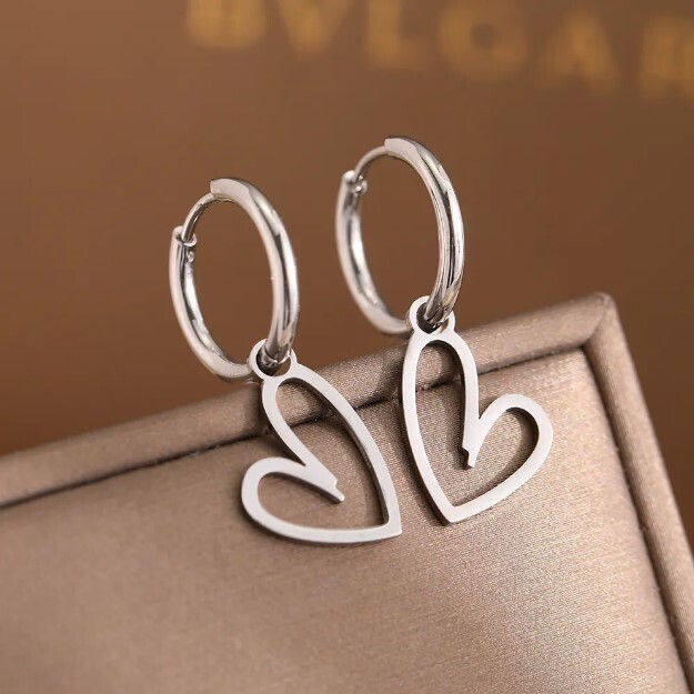 Simple and Elegant Heart Earrings in Silver and Gold