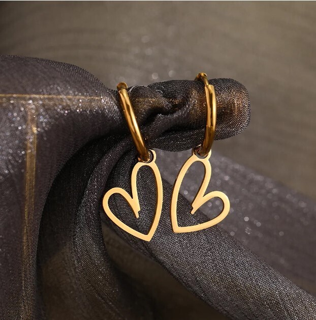 Simple and Elegant Heart Earrings in Silver and Gold