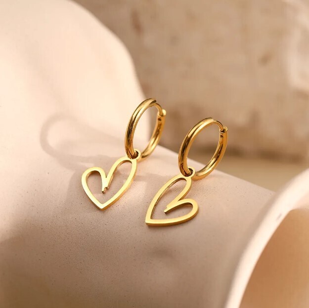 Simple and Elegant Heart Earrings in Silver and Gold