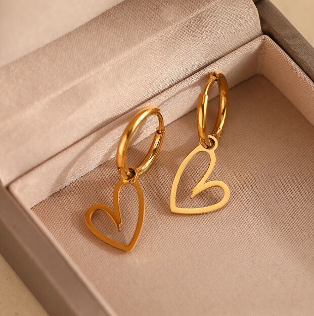 Simple and Elegant Heart Earrings in Silver and Gold