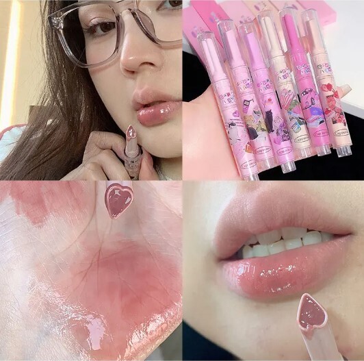 Korean Heart Love Shape Flower Jelly Water Lip Gloss