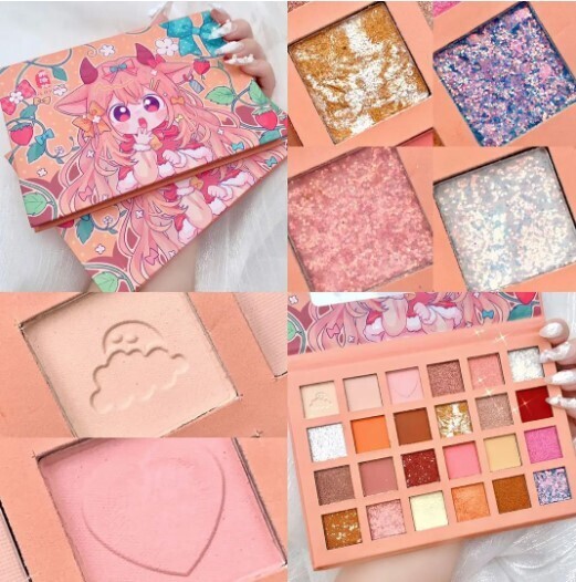 Kawaii Strawberry Glitter Matte Eyeshadow Palette Waterproof