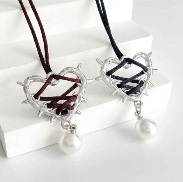 Lace up Love Metal Heart Necklace