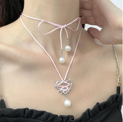 Lace up Love Metal Heart Necklace