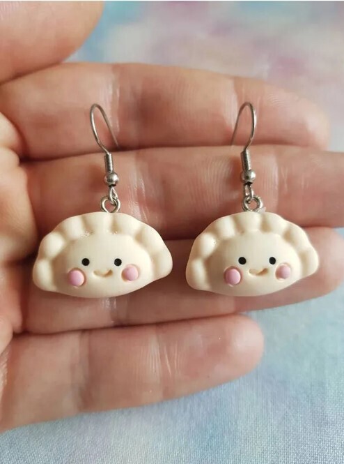 Kawaii Pastel Happy Gyoza Earrings