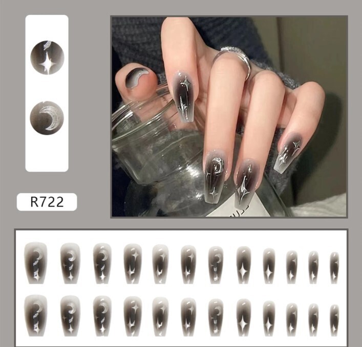 Black Goth Y2k Press on Nail Set