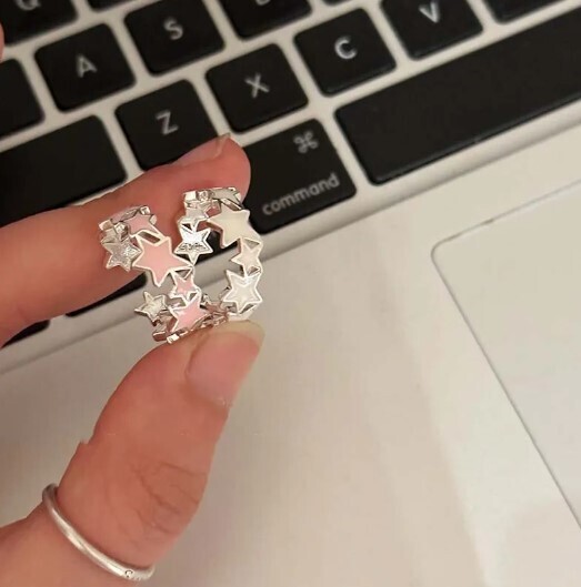 Aesthetic Adjustable Kawaii Colorful Enamel Star Rings
