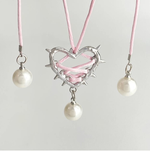 Lace up Love Metal Heart Necklace