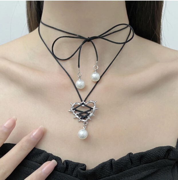 Lace up Love Metal Heart Necklace