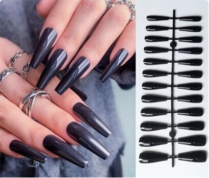 Black Goth Y2k Press on Nail Set