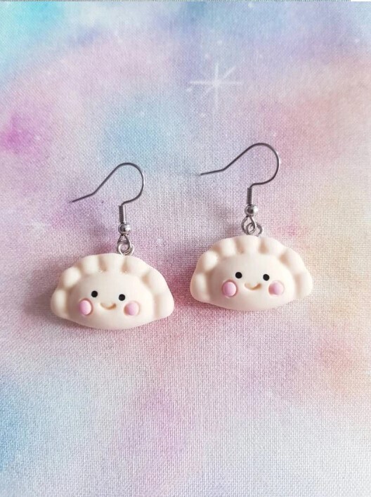 Kawaii Pastel Happy Gyoza Earrings