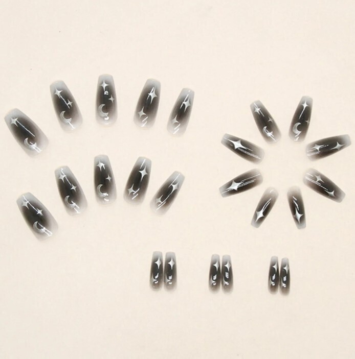 Black Goth Y2k Press on Nail Set
