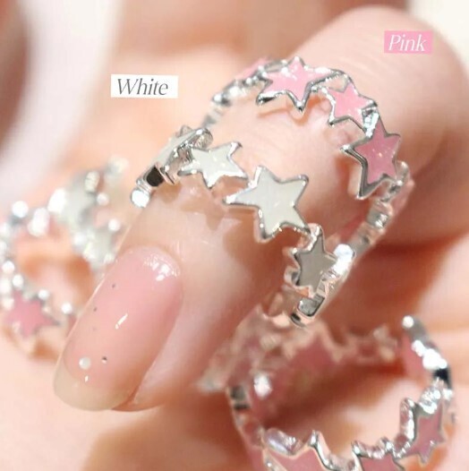 Aesthetic Adjustable Kawaii Colorful Enamel Star Rings