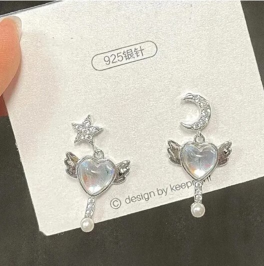 Cute Galaxy Y2k Star Bowknot Heart Earrings