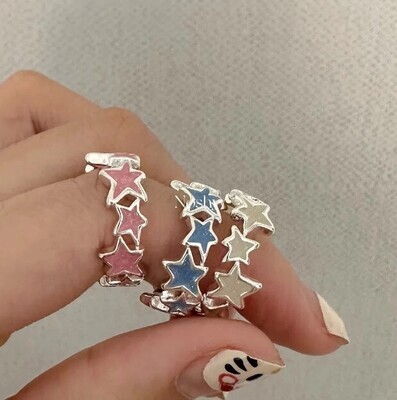 Aesthetic Adjustable Kawaii Colorful Enamel Star Rings