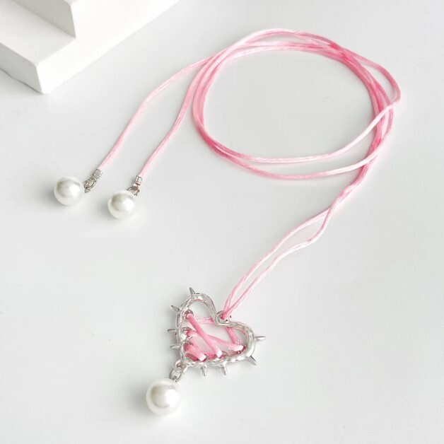 Lace up Love Metal Heart Necklace