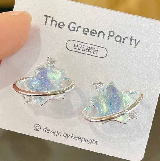 Cute Galaxy Y2k Star Bowknot Heart Earrings