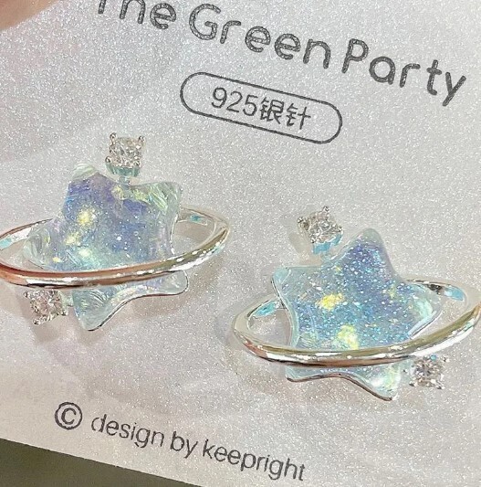 Cute Galaxy Y2k Star Bowknot Heart Earrings