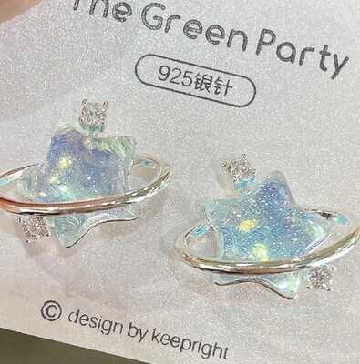 Cute Galaxy Y2k Star Bowknot Heart Earrings