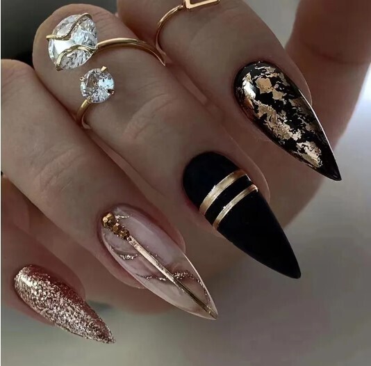 24Pcs French Long Stiletto Press on Nails