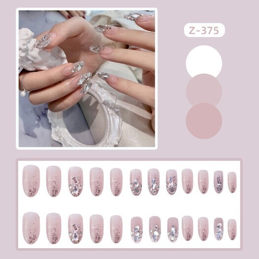 24Pcs/Set Press on  Nail Art  with Diamonds