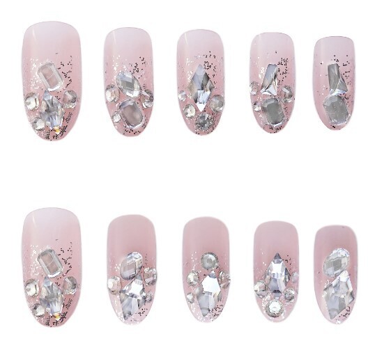 24Pcs/Set Press on  Nail Art  with Diamonds