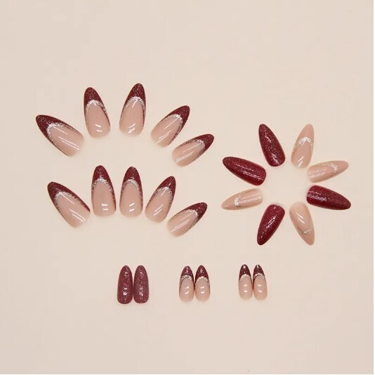 24Pcs French Long Stiletto Press on Nails