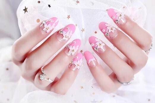 24pcs Rhinestones Press on Nails