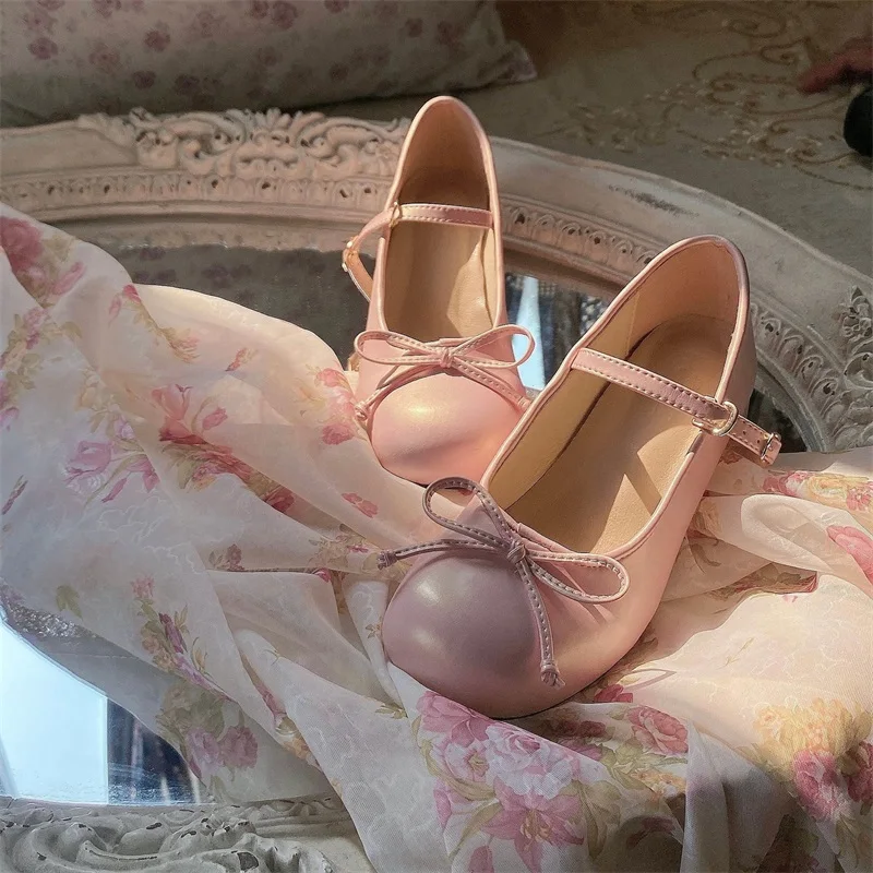 Lolita Round Toe Bowtie Japanese Ballet Shoes
