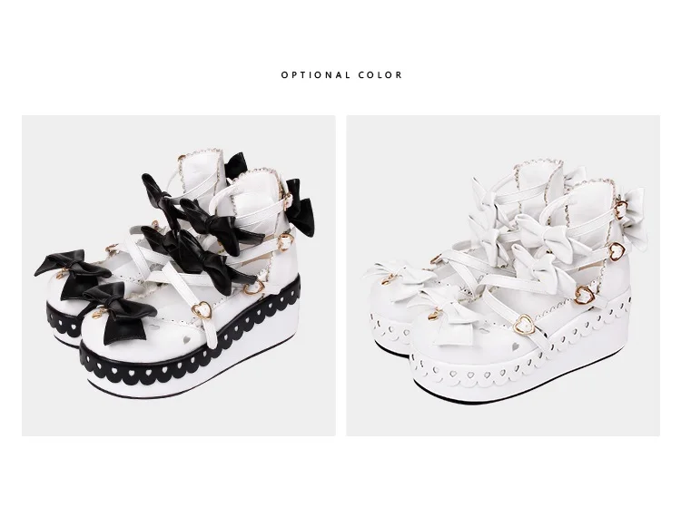 Lolita Gothic Kawaii Black and White  High Heels Wedges Pumps