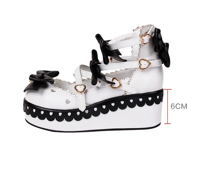 Lolita Gothic Kawaii Black and White  High Heels Wedges Pumps