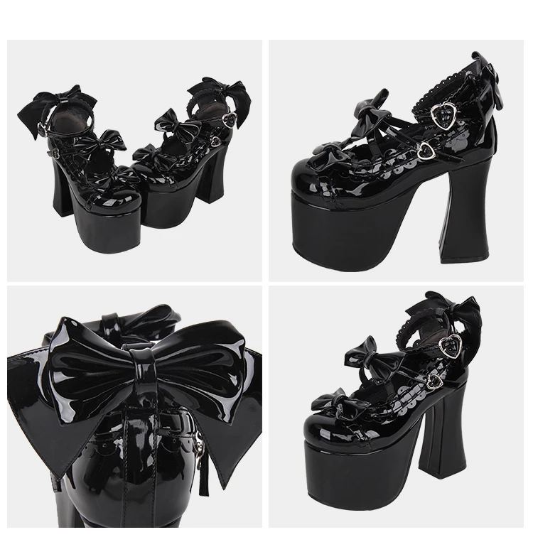 Gothic Mori Girl Lolita Shoes with Bows
