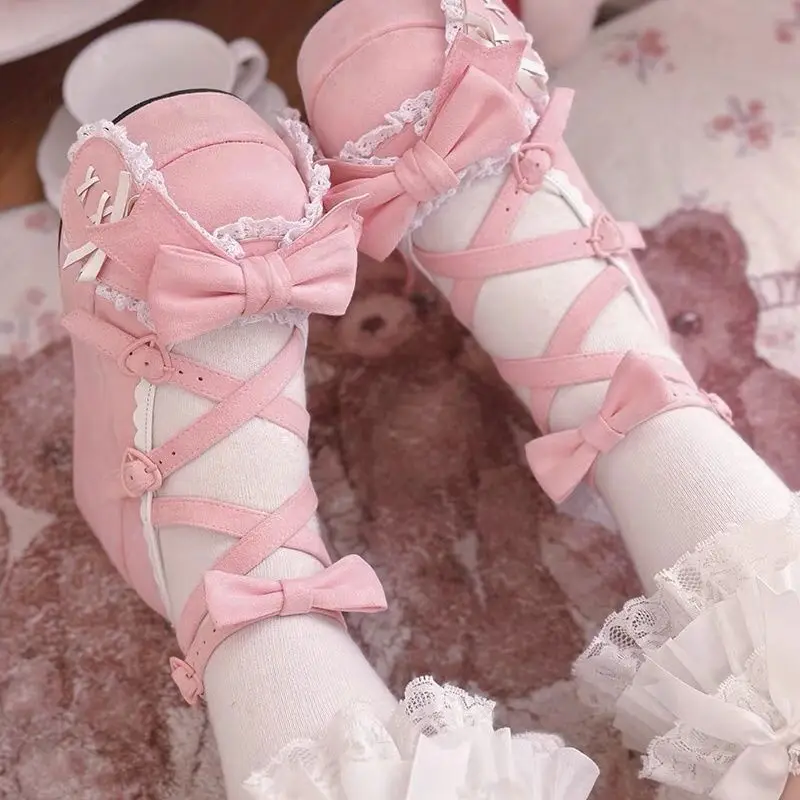 Kawaii Lolita Cute Bowknot Platform Shoes
