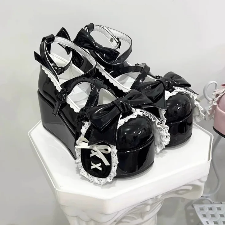 Kawaii Lolita Cute Bowknot Platform Shoes