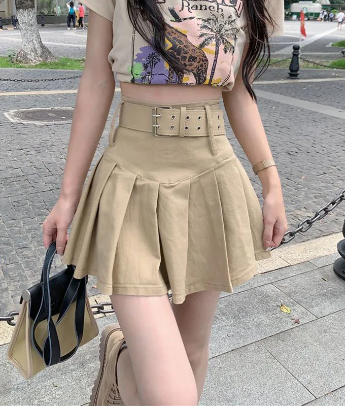 Korean High Waist Pleated Mini Skirt