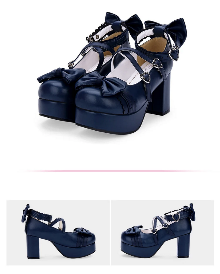 Japanese Style Lolita High Heels Shoes with Bow