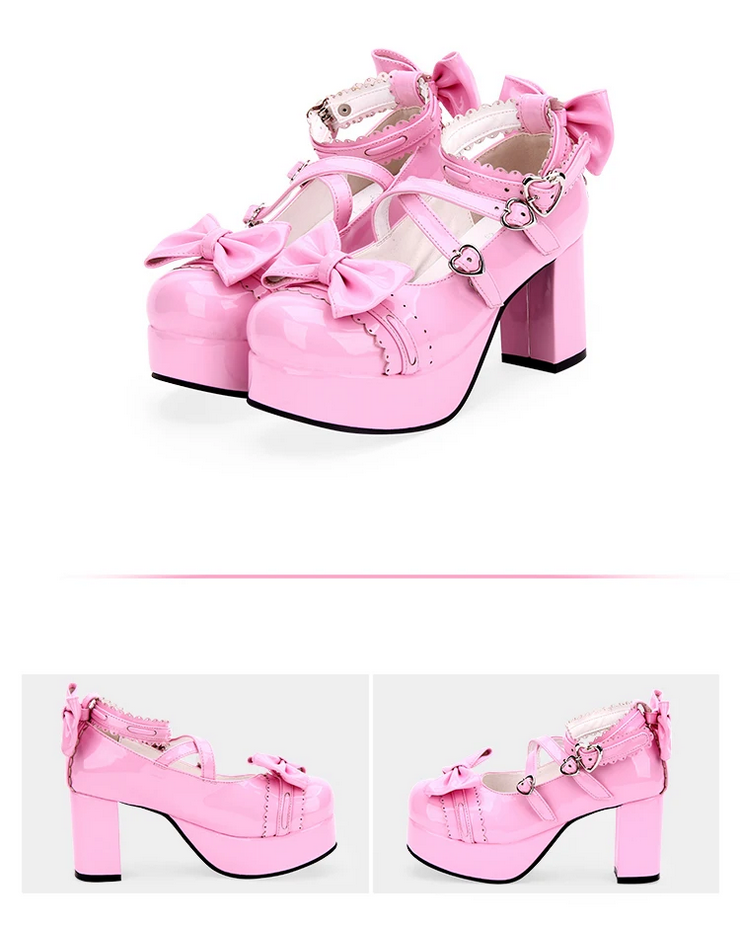 Japanese Style Lolita High Heels Shoes with Bow