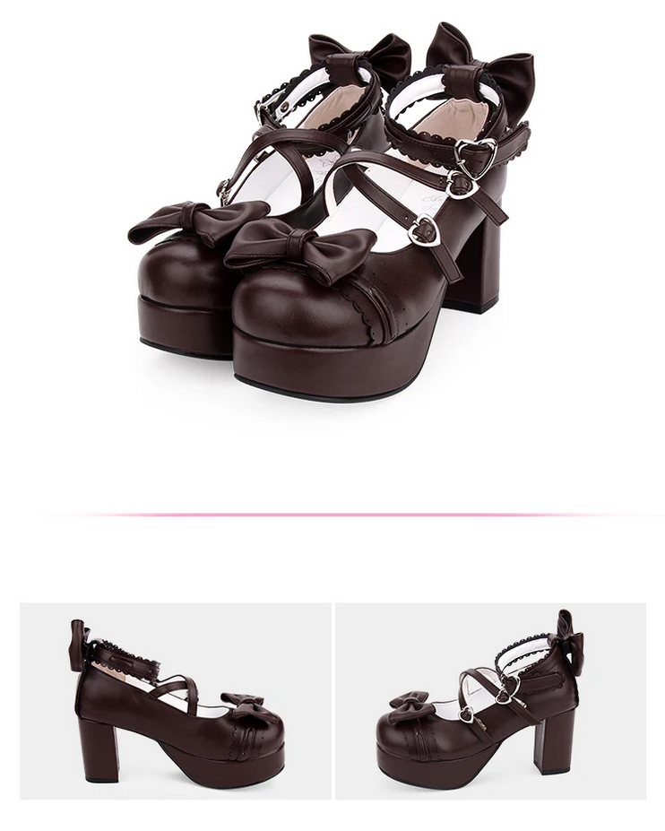 Japanese Style Lolita High Heels Shoes with Bow