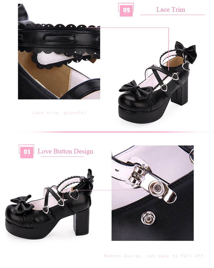 Japanese Style Lolita High Heels Shoes with Bow