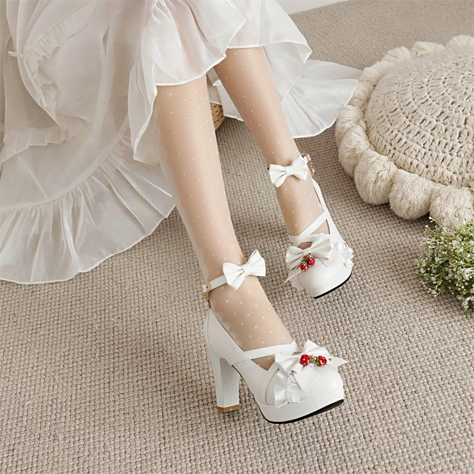 Cute Bow Lace Princess Mary Jane Lolita Shoes