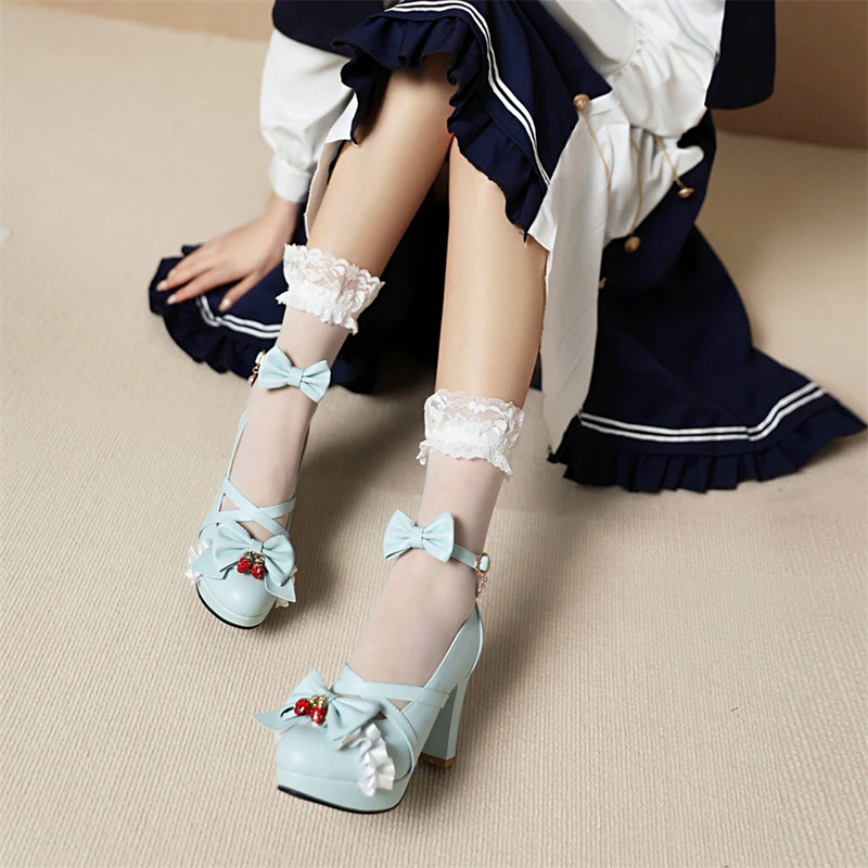 Cute Bow Lace Princess Mary Jane Lolita Shoes